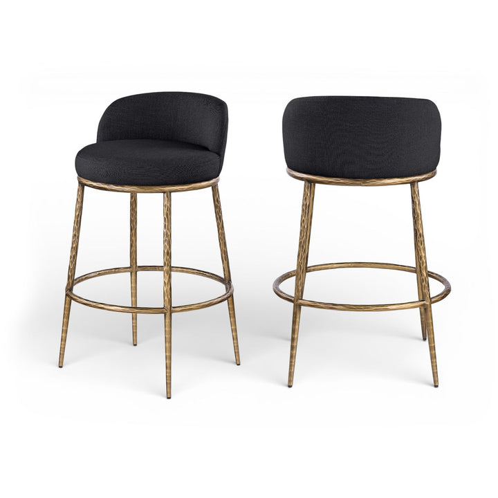 Ferro Black Performance Fabric Upholstered Bar Stool