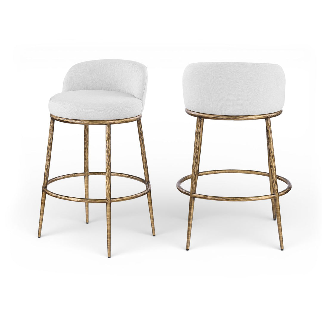 Ferro White Performance Fabric Upholstered Bar Stool