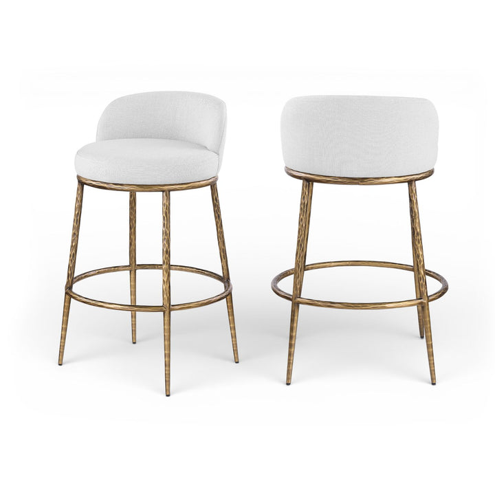 Ferro White Performance Fabric Upholstered Bar Stool