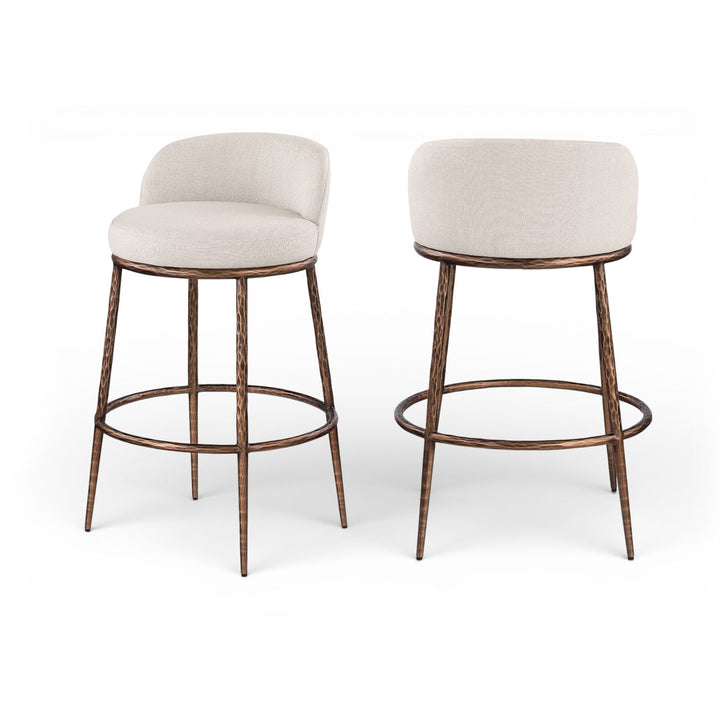 Ferro Beige Performance Fabric Upholstered Bar Stool