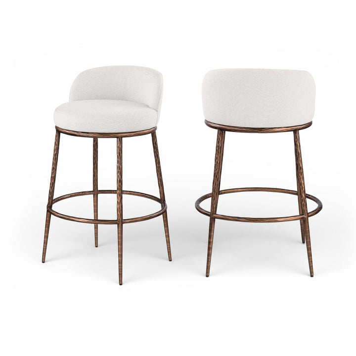 Ferro Cream Performance Fabric Upholstered Bar Stool