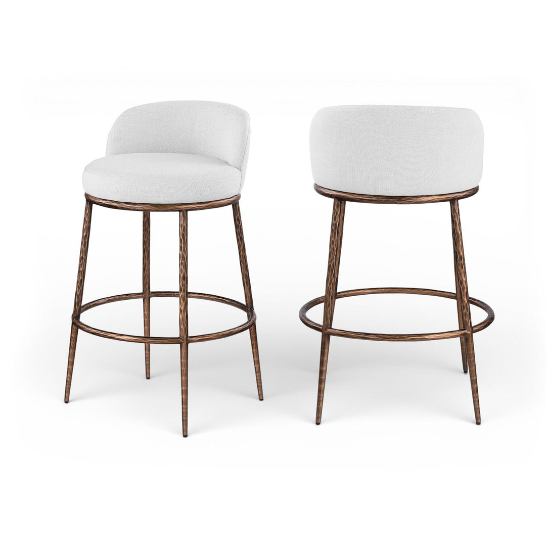 Ferro White Performance Fabric Upholstered Bar Stool