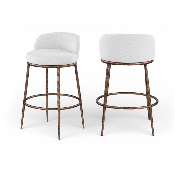 Ferro White Performance Fabric Upholstered Bar Stool