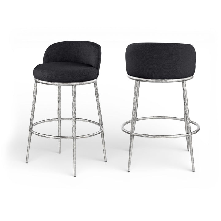 Ferro Black Performance Fabric Upholstered Bar Stool