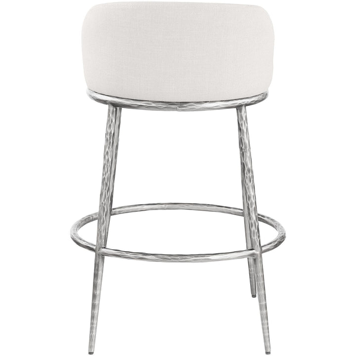 Ferro Performance Fabric Upholstered Bar Stool — Cream / Antique Silver