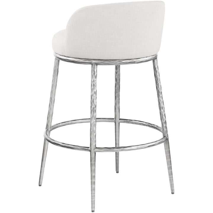 Ferro Performance Fabric Upholstered Bar Stool — Cream / Antique Silver