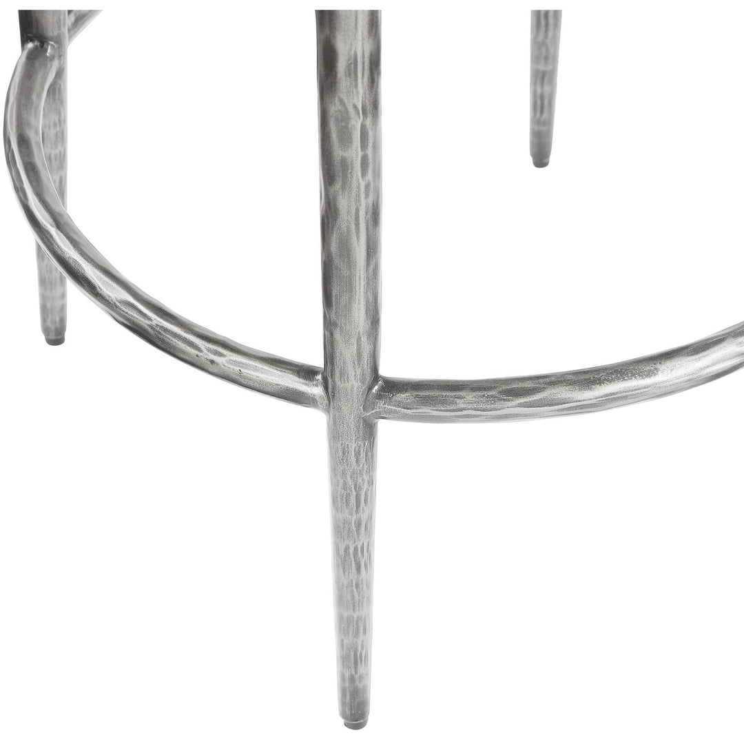 Ferro Performance Fabric Upholstered Bar Stool — Cream / Antique Silver