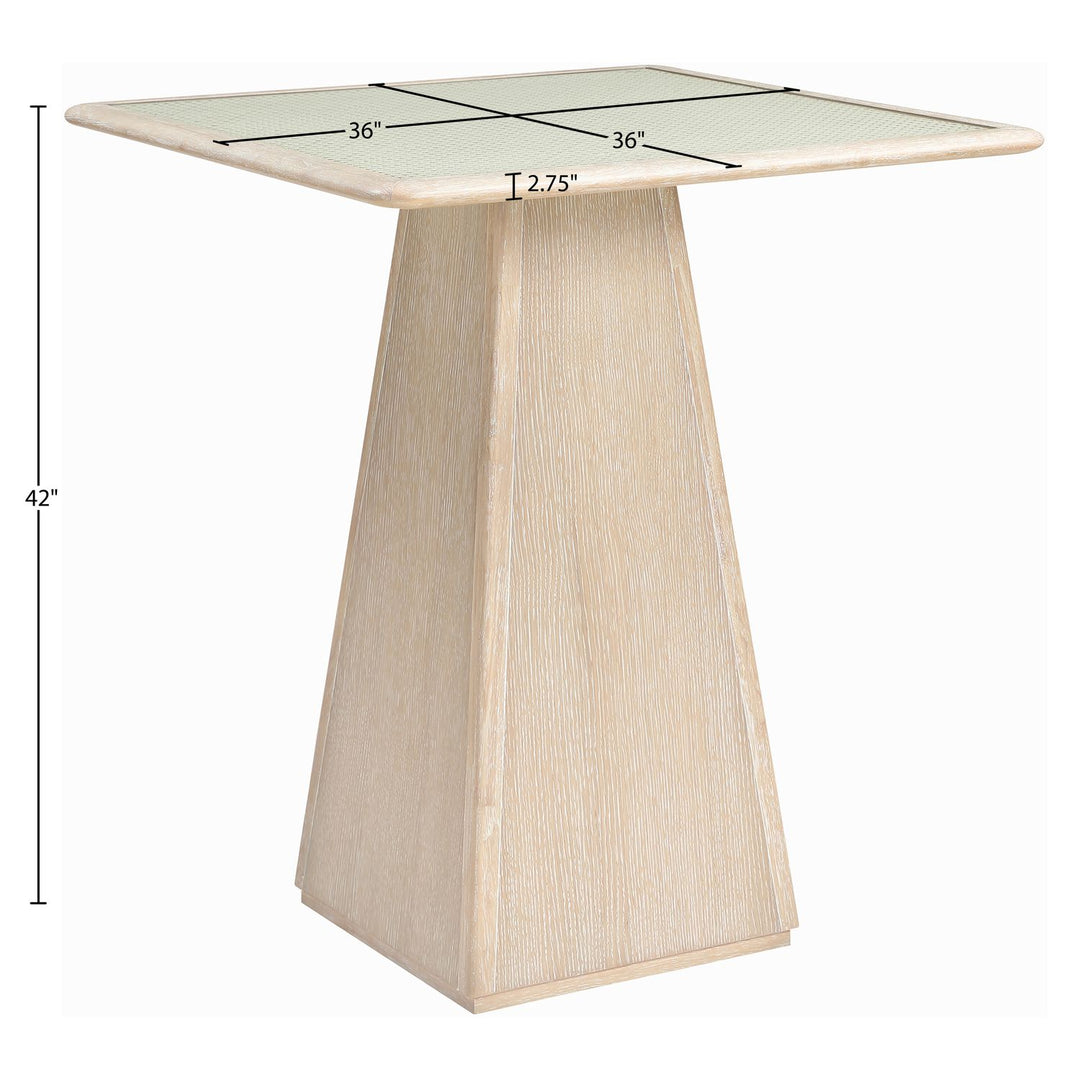 Atrium Glass And Cane Top With Solid Wood Base Bar Height Table — Natural