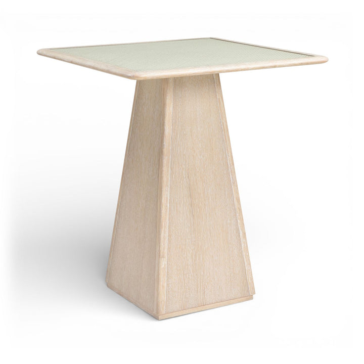 Atrium Glass And Cane Top With Solid Wood Base Bar Height Table — Natural