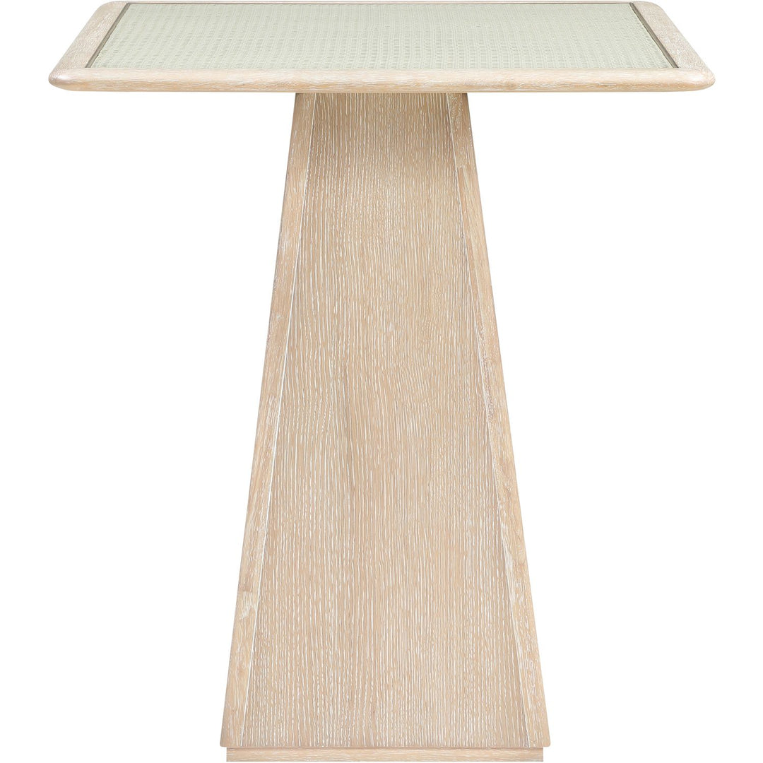 Atrium Glass And Cane Top With Solid Wood Base Bar Height Table — Natural
