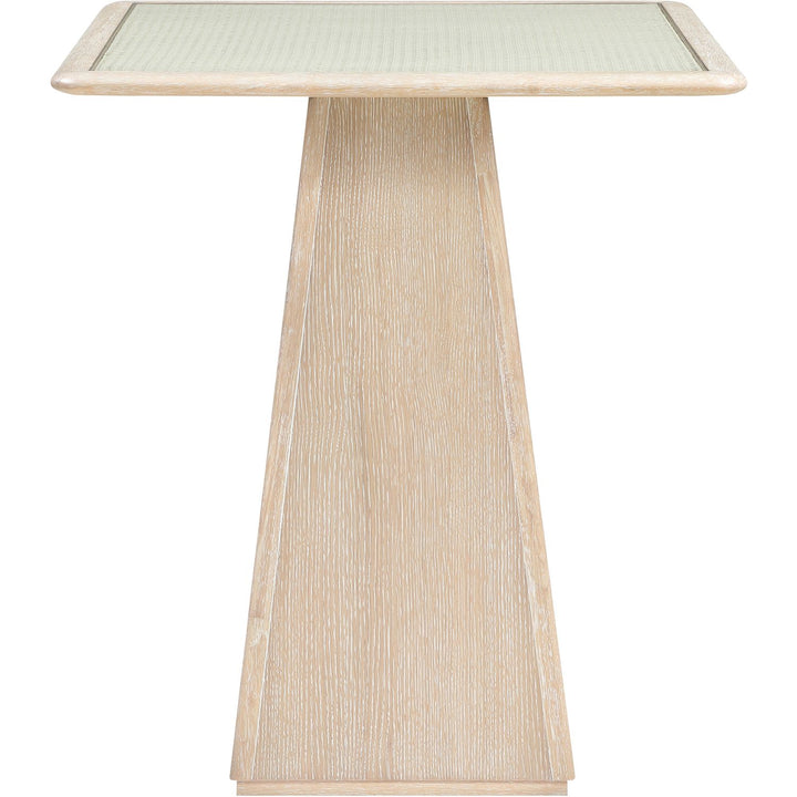 Atrium Glass And Cane Top With Solid Wood Base Bar Height Table — Natural