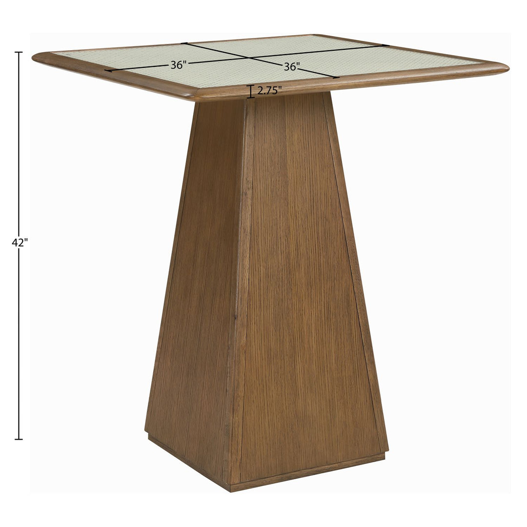 Atrium Glass And Cane Top With Solid Wood Base Bar Height Table — Brown Walnut
