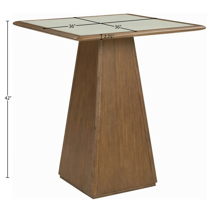 Atrium Glass And Cane Top With Solid Wood Base Bar Height Table — Brown Walnut