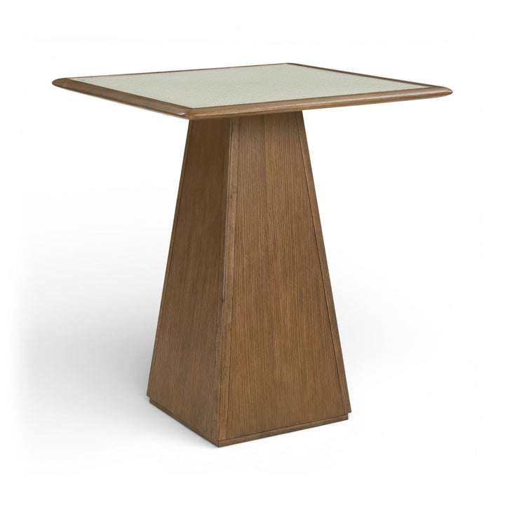 Atrium Glass And Cane Top With Solid Wood Base Bar Height Table — Brown Walnut