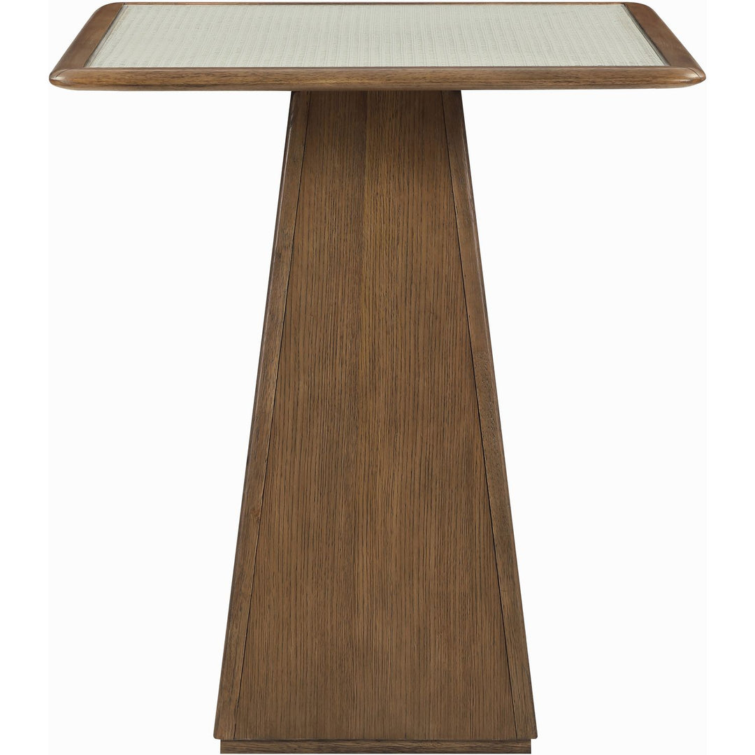 Atrium Glass And Cane Top With Solid Wood Base Bar Height Table — Brown Walnut
