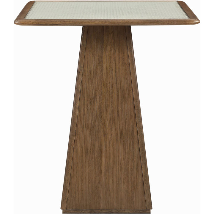 Atrium Glass And Cane Top With Solid Wood Base Bar Height Table — Brown Walnut