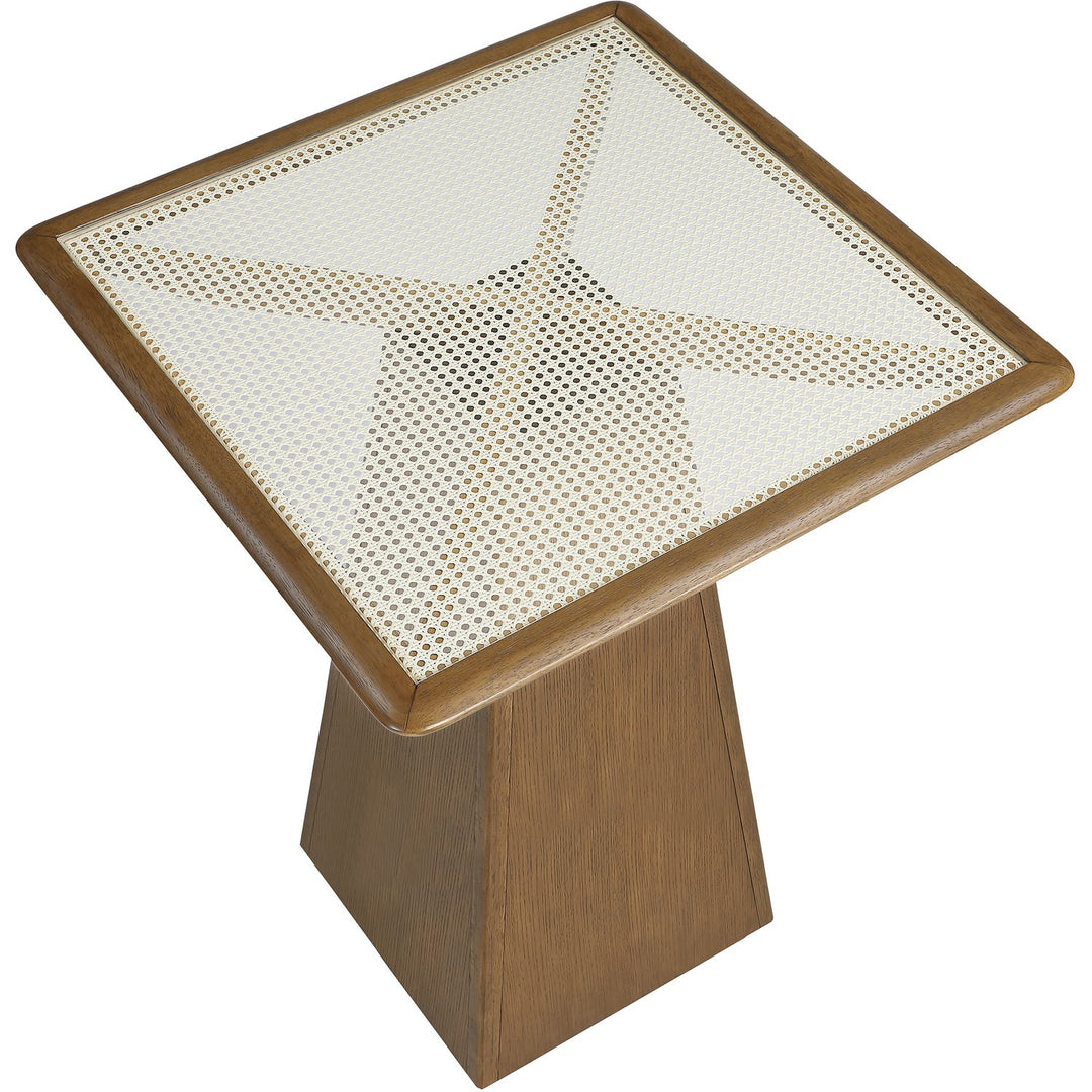 Atrium Glass And Cane Top With Solid Wood Base Bar Height Table — Brown Walnut