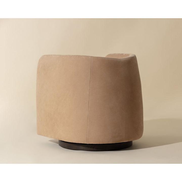 Emilie Swivel Lounge Chair - Nubuck Tan Leather