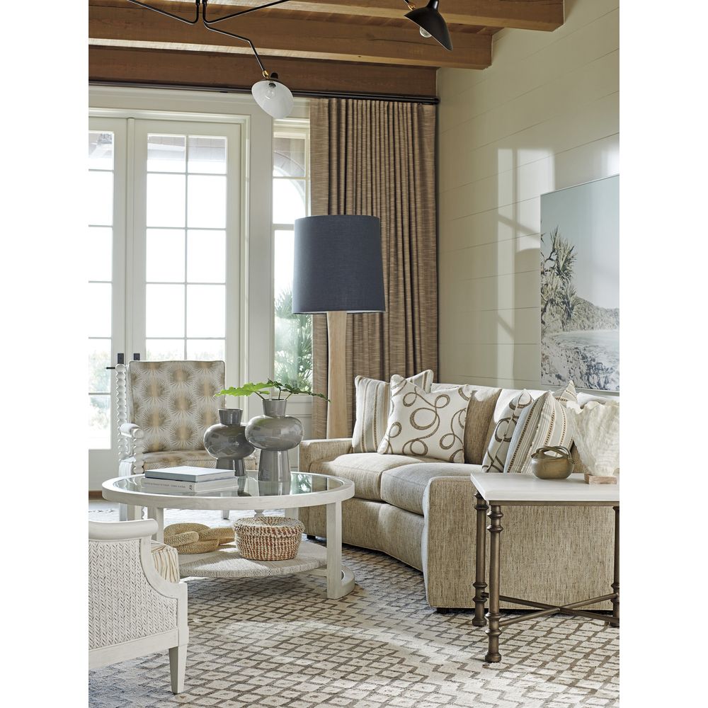 Flagler Square Marble Top End Table - Caribbean Sands