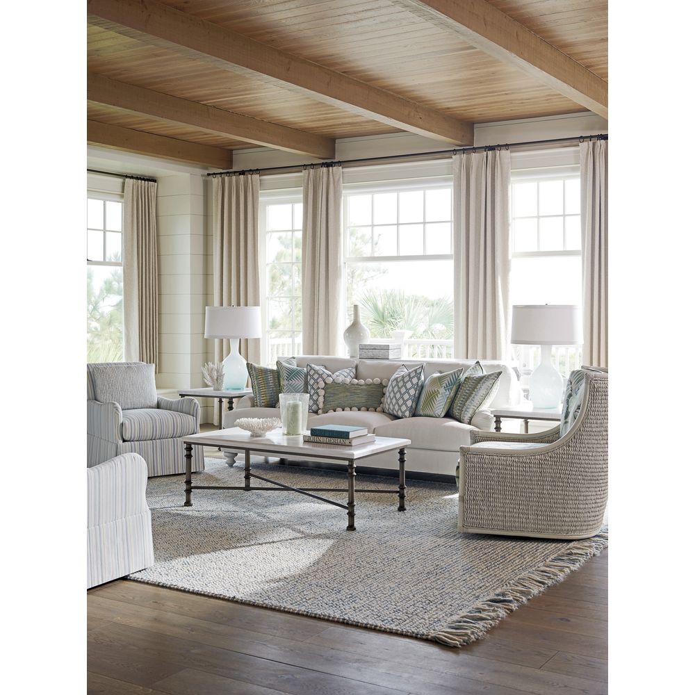 Flagler Rectangular Marble Top Cocktail Table - Caribbean Sands