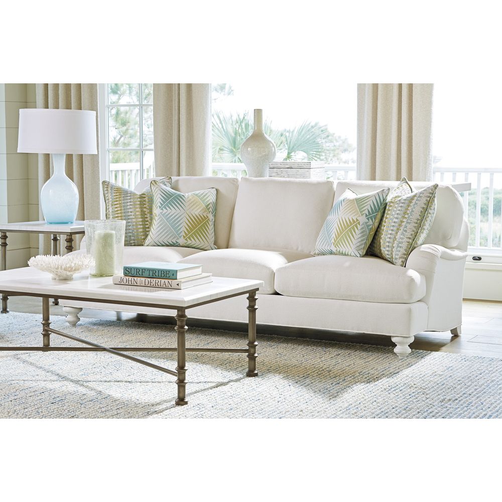 Flagler Rectangular Marble Top Cocktail Table - Caribbean Sands