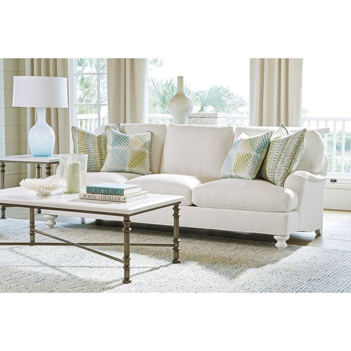 Flagler Rectangular Marble Top Cocktail Table - Caribbean Sands