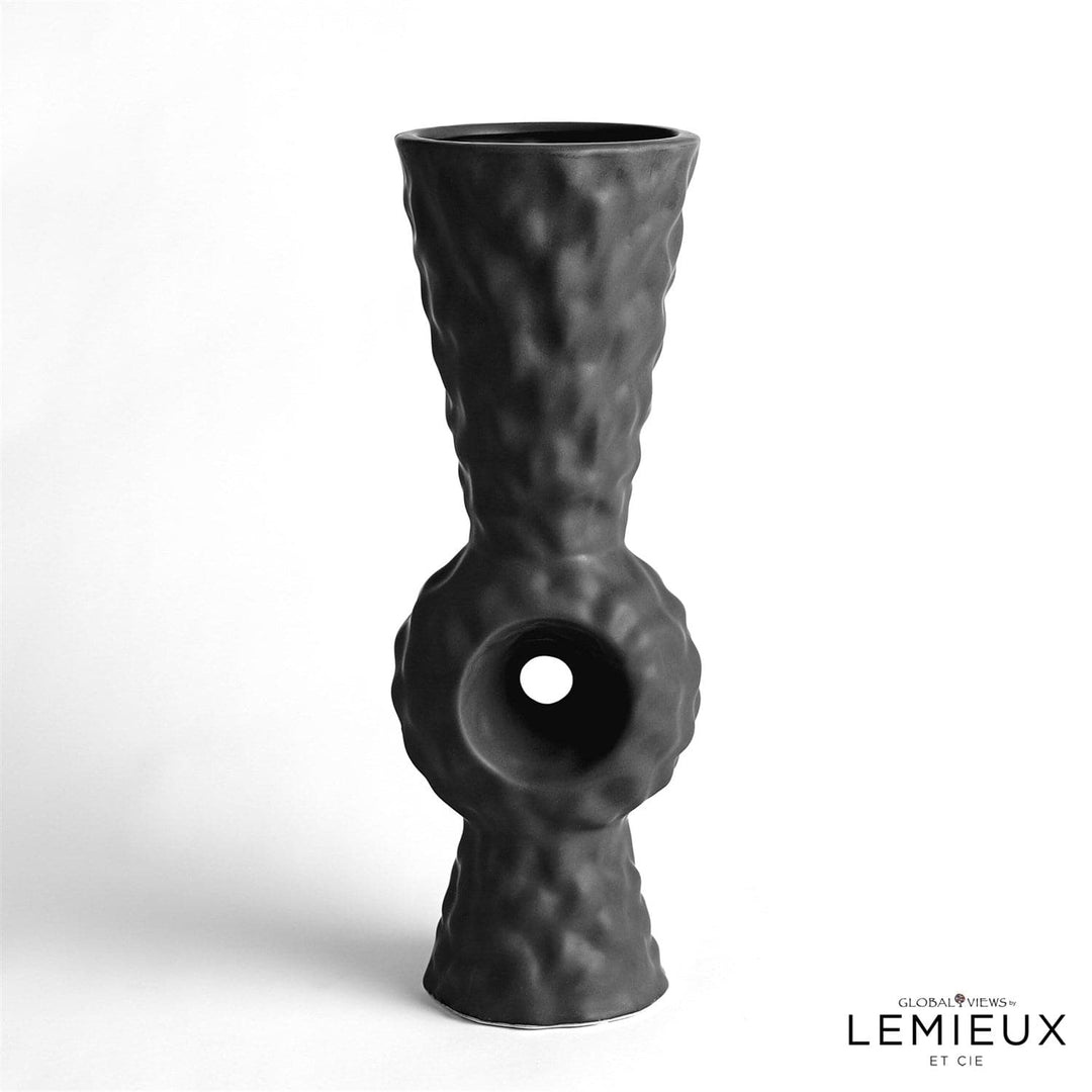 Volcanic Center Ring Vase - Black Volcano-Global Views-GVSA-CLL8.80033-Vases-2-France and Son