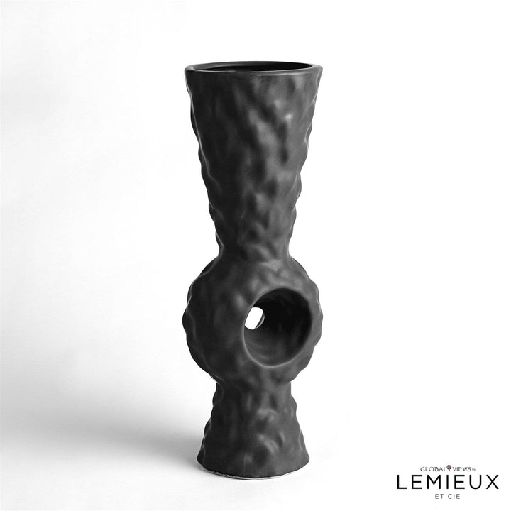 Volcanic Center Ring Vase - Black Volcano-Global Views-GVSA-CLL8.80033-Vases-1-France and Son