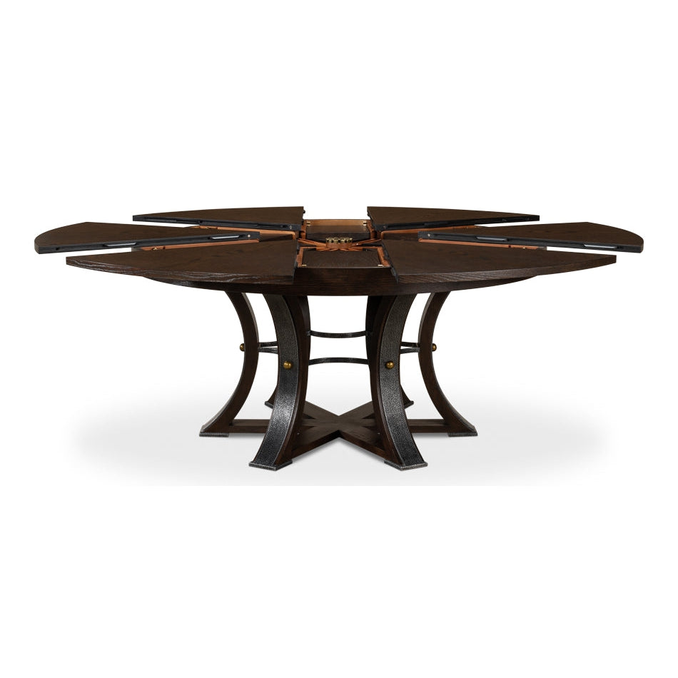 Tower Jupe Extension Dining Table-SARREID-SARREID-78-154-1-Dining TablesLarge-Heather Grey & Dark Hammered Finish-38-France and Son