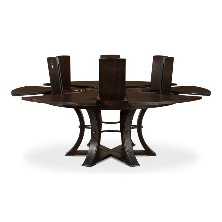 Tower Jupe Extension Dining Table-SARREID-SARREID-78-154-1-Dining TablesLarge-Heather Grey & Dark Hammered Finish-39-France and Son