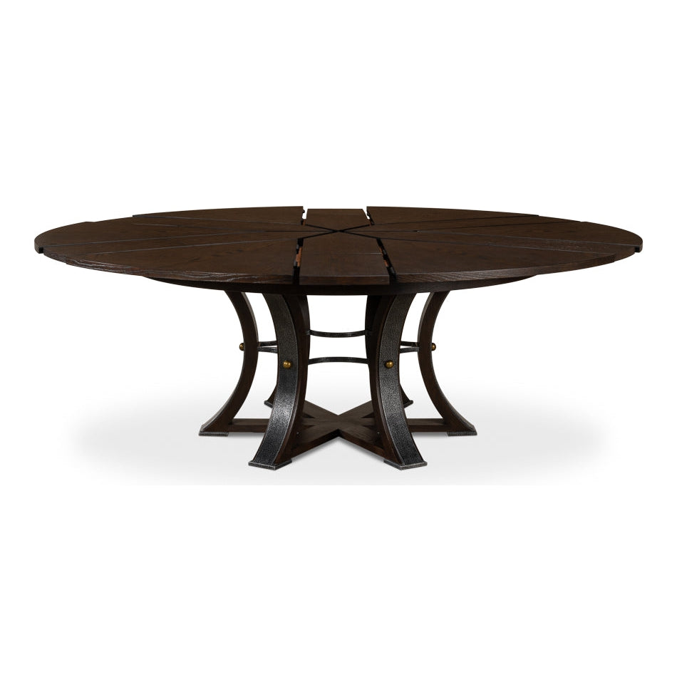 Tower Jupe Extension Dining Table-SARREID-SARREID-78-154-1-Dining TablesLarge-Heather Grey & Dark Hammered Finish-37-France and Son