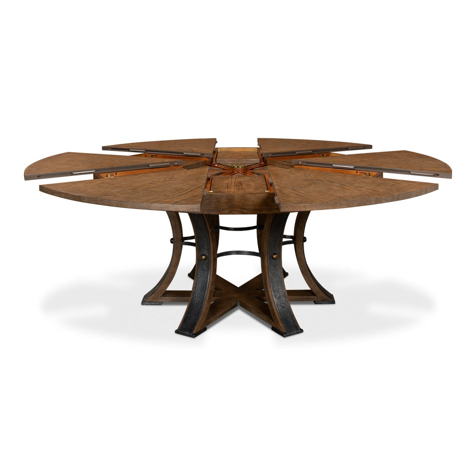 Tower Jupe Extension Dining Table-SARREID-SARREID-78-154-1-Dining TablesLarge-Heather Grey & Dark Hammered Finish-42-France and Son