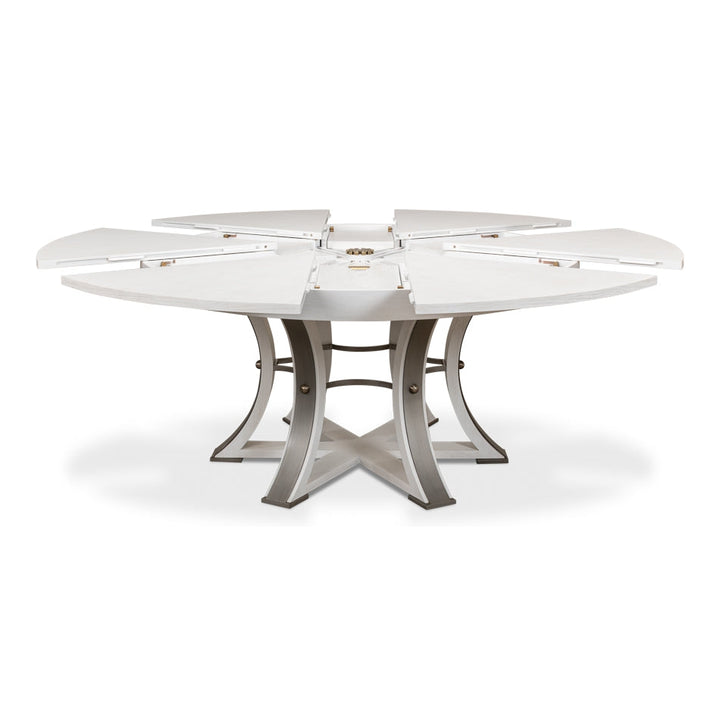 Tower Jupe Extension Dining Table-SARREID-SARREID-78-154-1-Dining TablesLarge-Heather Grey & Dark Hammered Finish-46-France and Son