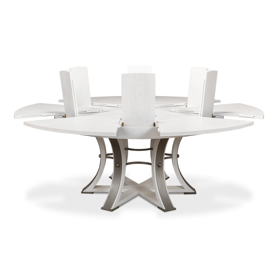 Tower Jupe Extension Dining Table-SARREID-SARREID-78-154-1-Dining TablesLarge-Heather Grey & Dark Hammered Finish-47-France and Son