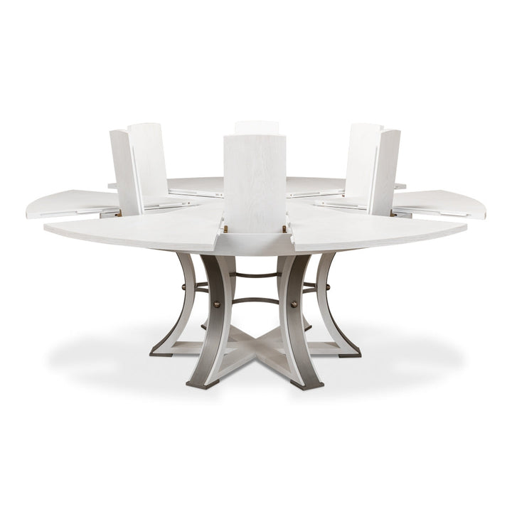 Tower Jupe Extension Dining Table-SARREID-SARREID-78-154-1-Dining TablesLarge-Heather Grey & Dark Hammered Finish-47-France and Son