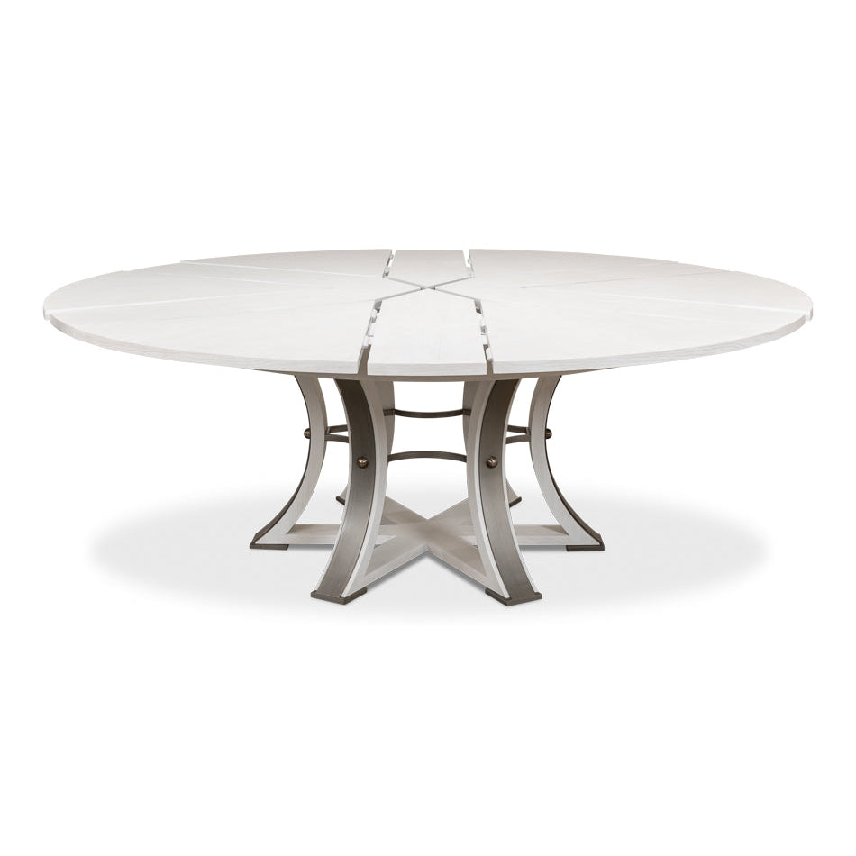 Tower Jupe Extension Dining Table-SARREID-SARREID-78-154-1-Dining TablesLarge-Heather Grey & Dark Hammered Finish-45-France and Son