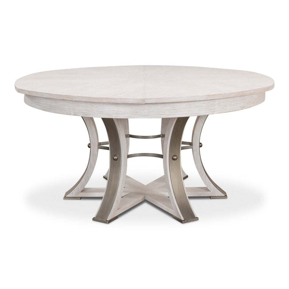 Tower Jupe Extension Dining Table-SARREID-SARREID-78-154-1-Dining TablesLarge-Heather Grey & Dark Hammered Finish-49-France and Son