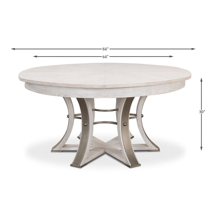 Tower Jupe Extension Dining Table-SARREID-SARREID-78-154-6-Dining TablesLarge-Whitewash White & Gunmetal Finish-48-France and Son