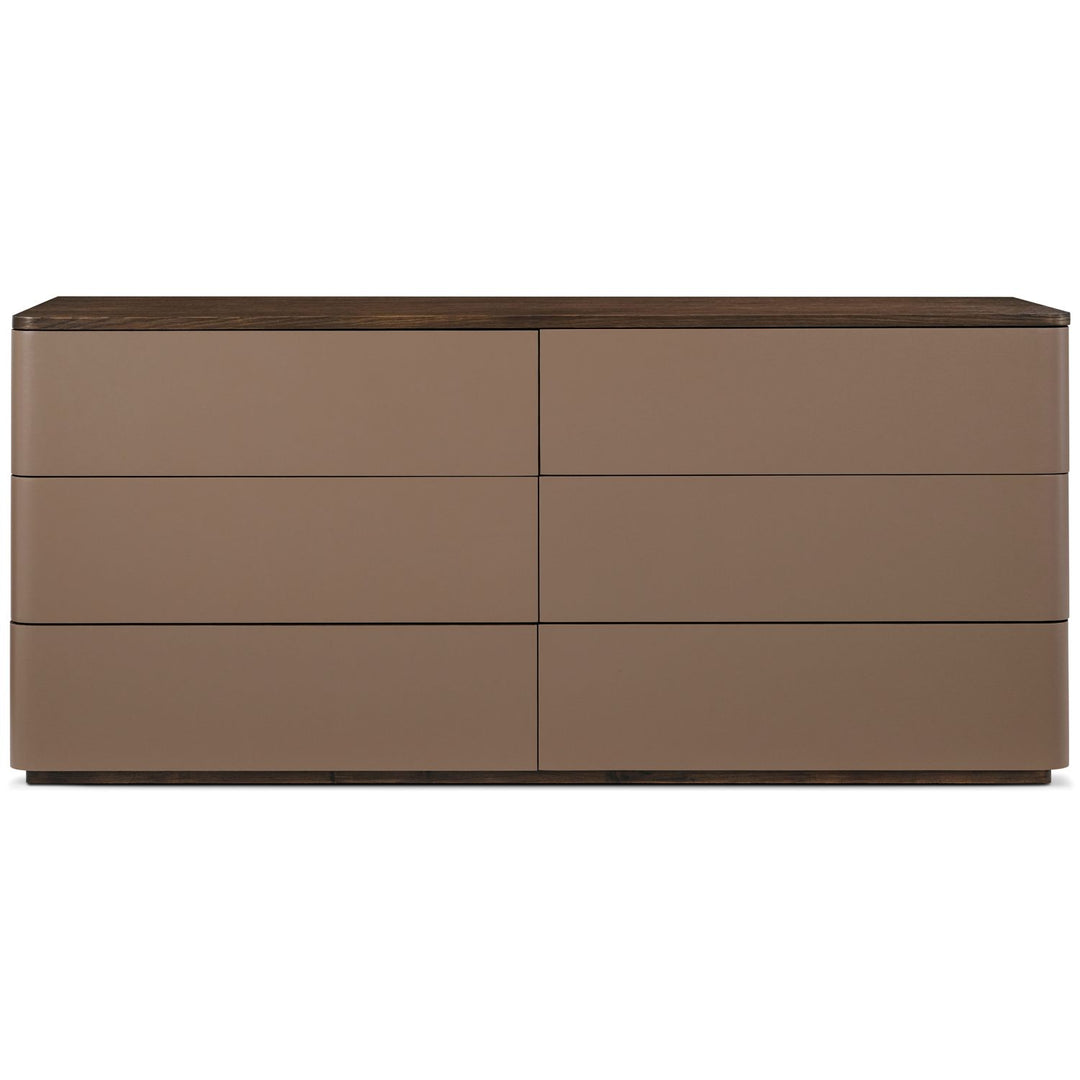Seoul 6-Drawer Dresser II - Brown / Brown Reconstituted Leather