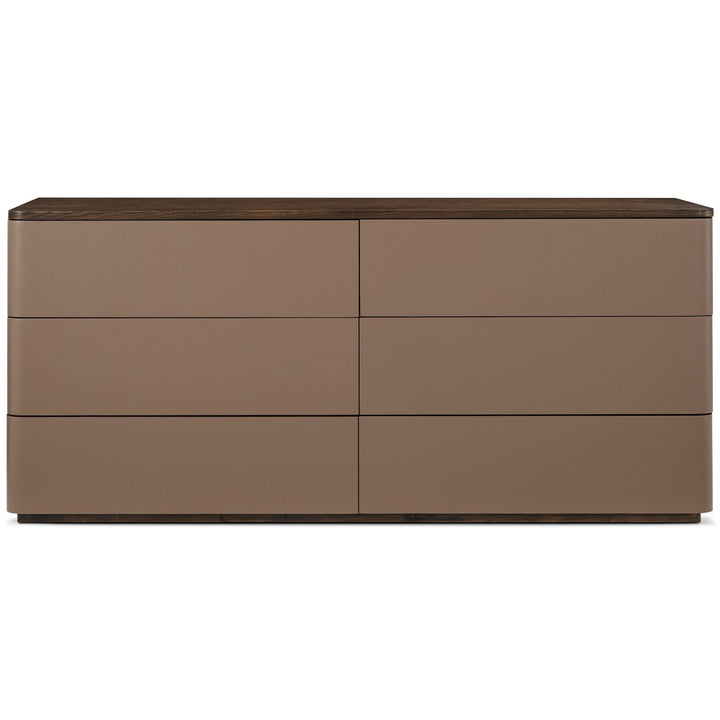 Seoul 6-Drawer Dresser II - Brown / Brown Reconstituted Leather