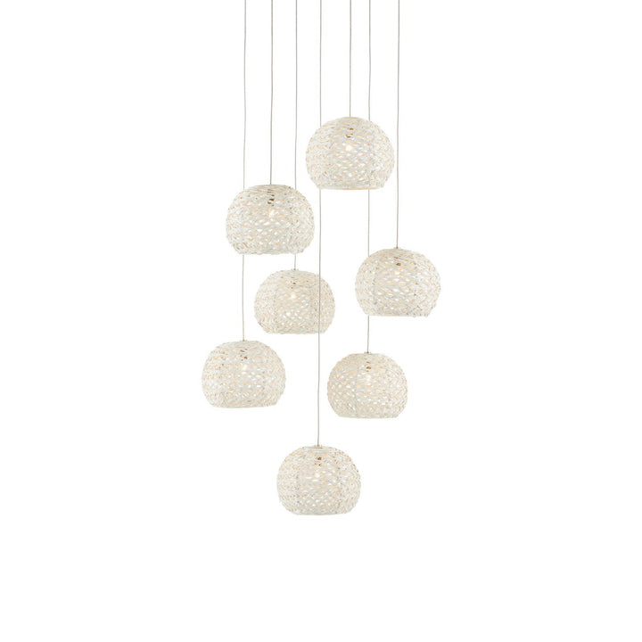 Piero White 7-Light Round Multi-Drop Pendant