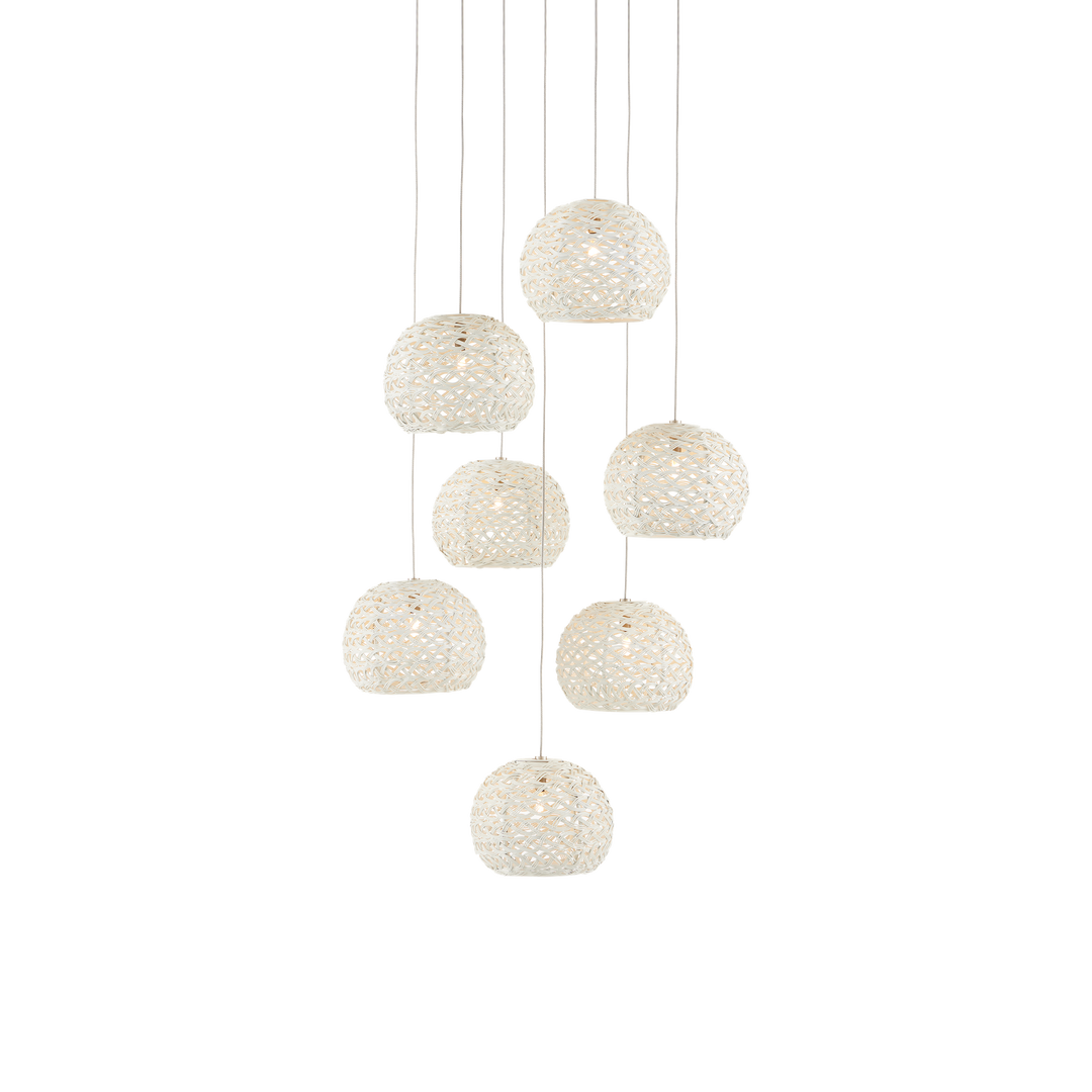 Piero White 7-Light Round Multi-Drop Pendant