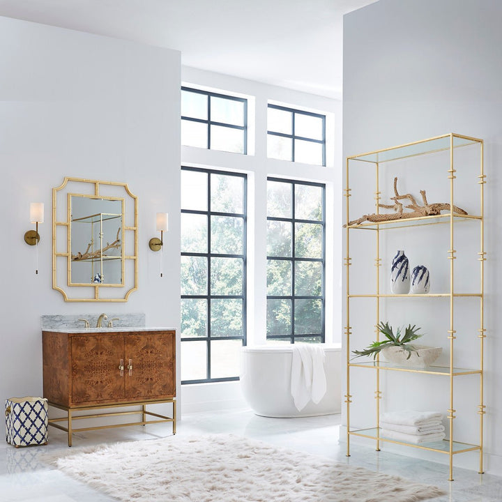 Stewart - Tall Etagere With Square Iron Rings In Gold Leaf