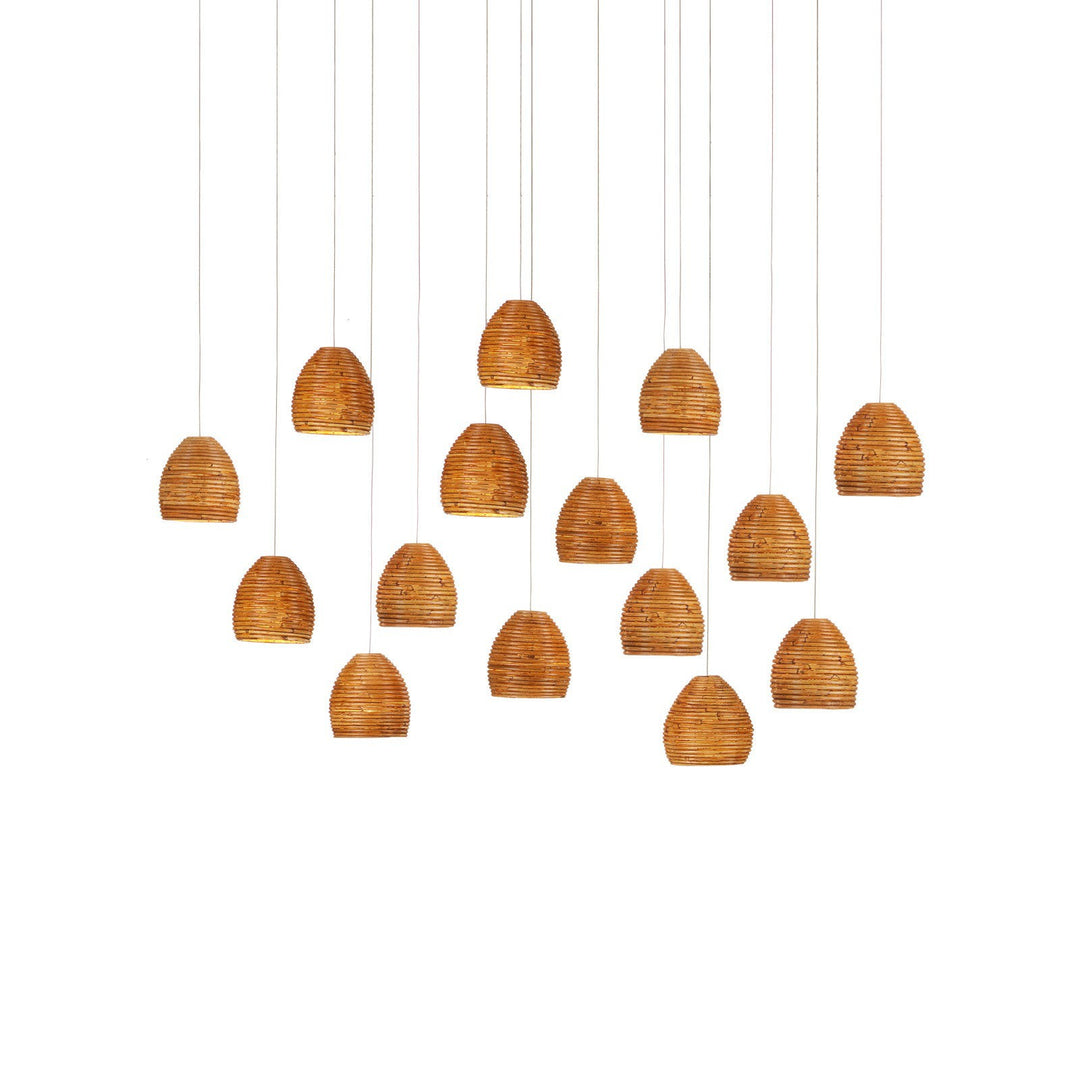 Beehive 15-Light Linear Multi-Drop Pendant