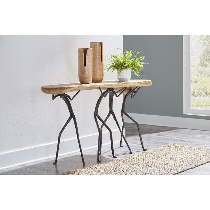 Atlas Console Table - Metal-Phillips Collection-PHIL-TH100399-Console TablesGray Stone-Oval-11-France and Son