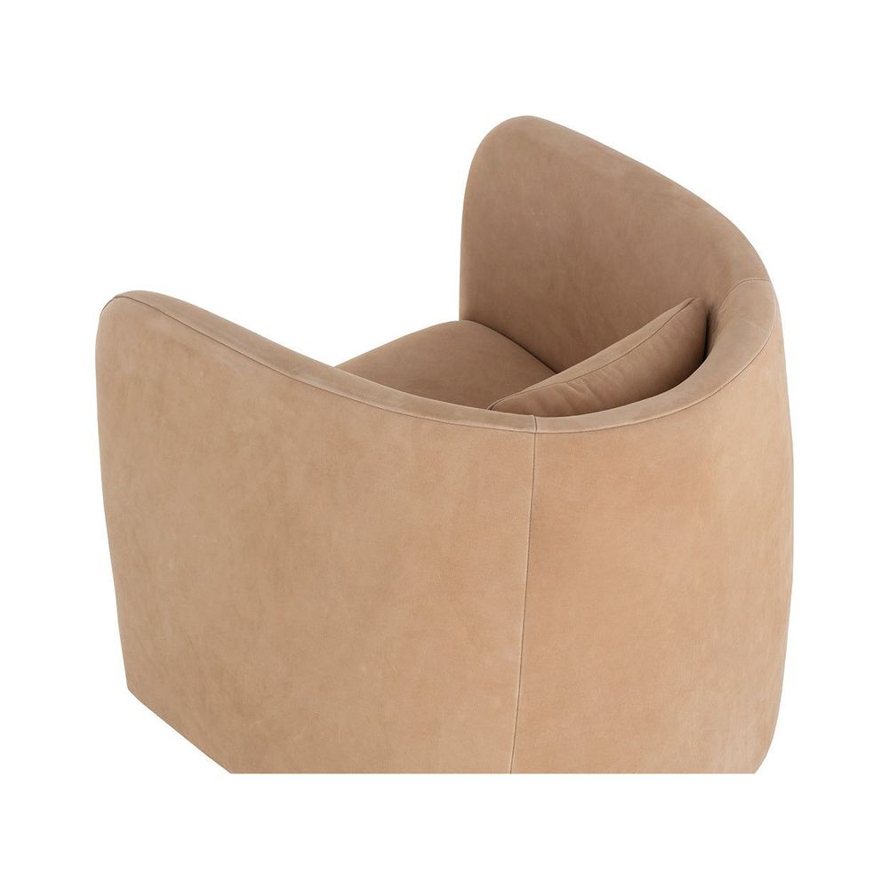 Emilie Swivel Lounge Chair - Nubuck Tan Leather