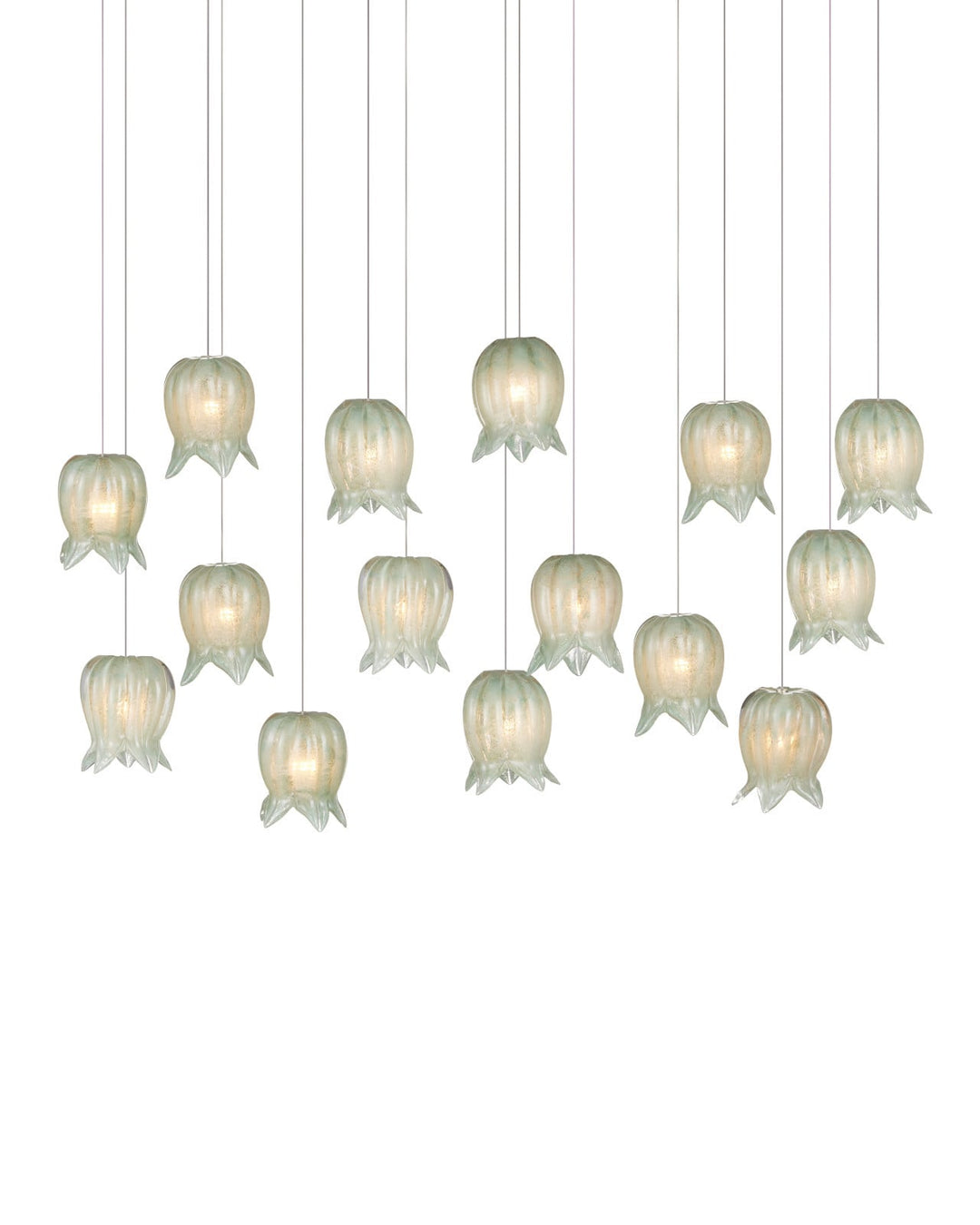 Pendants:Multi Polpo Green 15-Light Linear Multi-Drop Pendant