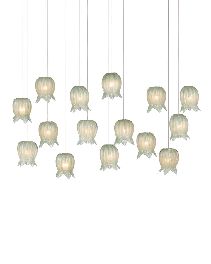 Pendants:Multi Polpo Green 15-Light Linear Multi-Drop Pendant