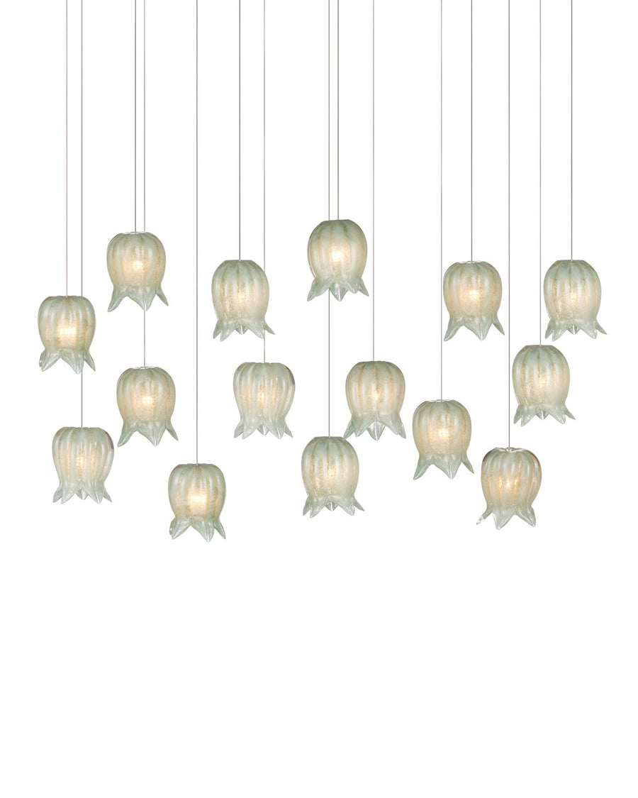 Pendants:Multi Polpo Green 15-Light Linear Multi-Drop Pendant