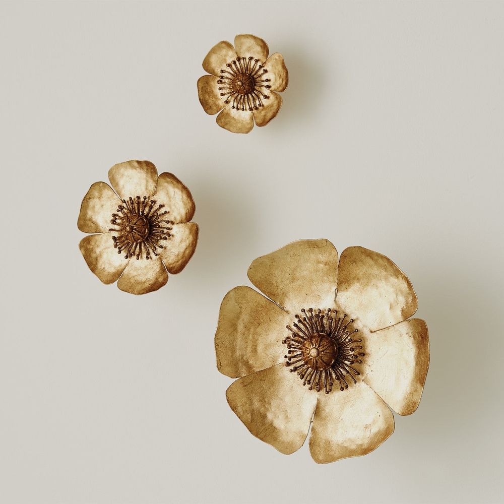 Decorative Objects S/3 Golden Poppies